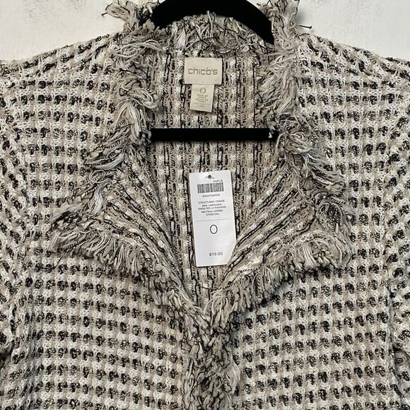 Chico's Black and White Textured Cardigan - Picture 2 of 11